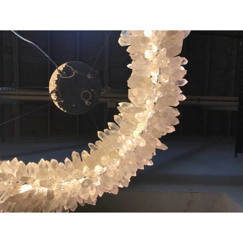 Lustre sphérique en cristal Roxi, Acier bruni, AAVM3604, H 9 po x l 30 po x P 30 po