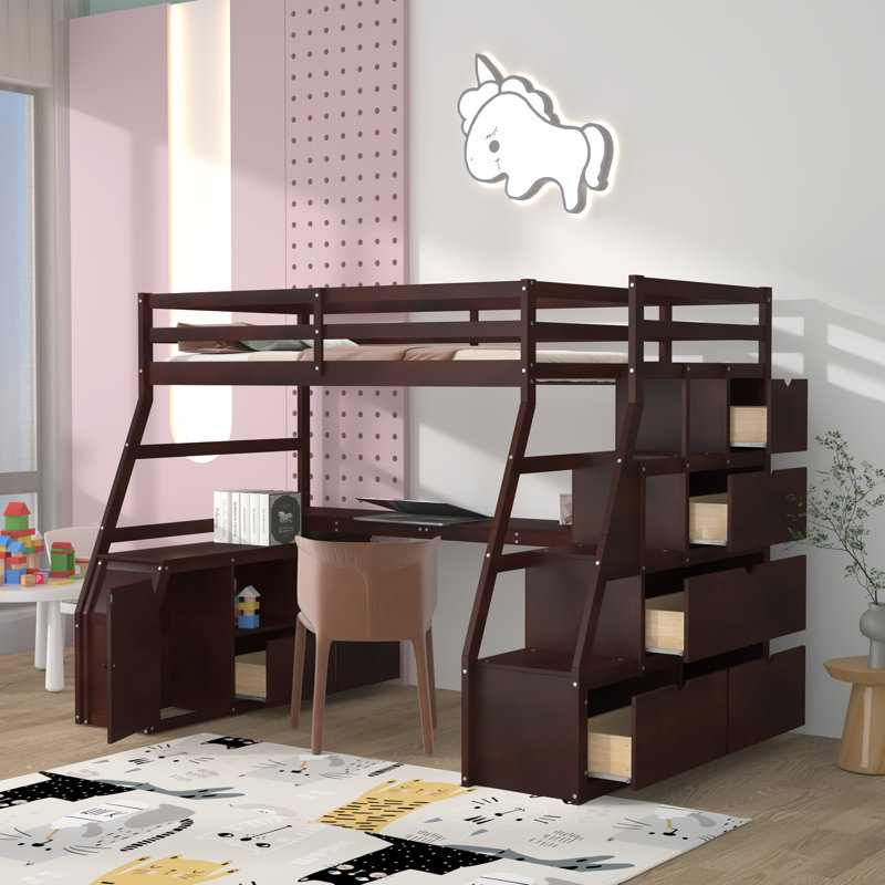 Lit mezzanine simple avec tiroirs Graettter, Espresso