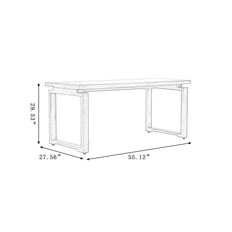 Brown Rectangular Solid Wood Dining Table, 29.53"H x 55.12"L x 27.56"W