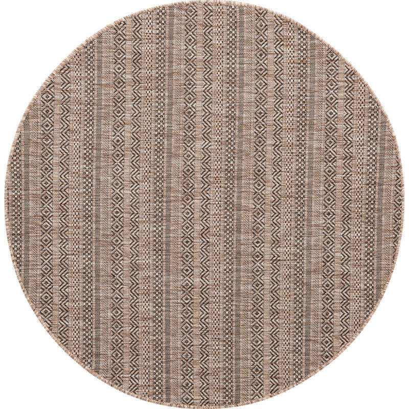 Outdoor Glimmer Area Rug Light Brown Color, Round 5'3"