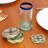 Agate Ceramic Jute Leather Crystal Circle Round 6 Piece Coaster Set with Holder Set