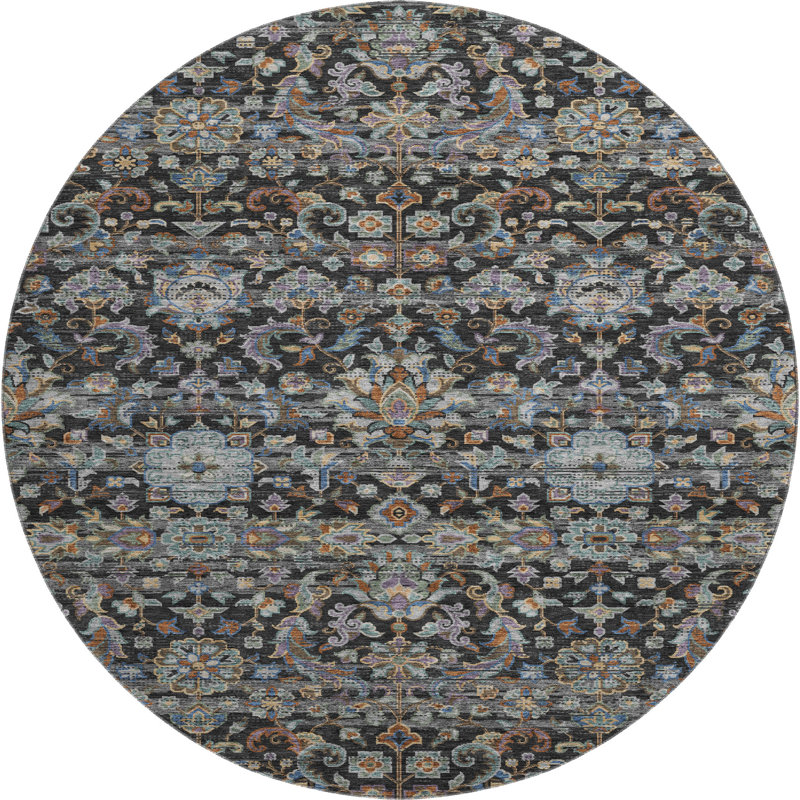 Tapis lavable à la machine de qualité supérieure Mayfield AMF2485, Noir, Rond 8 pi