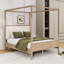 Lit plateforme à baldaquin en bois avec tête de lit tapissier-129390611-129390609