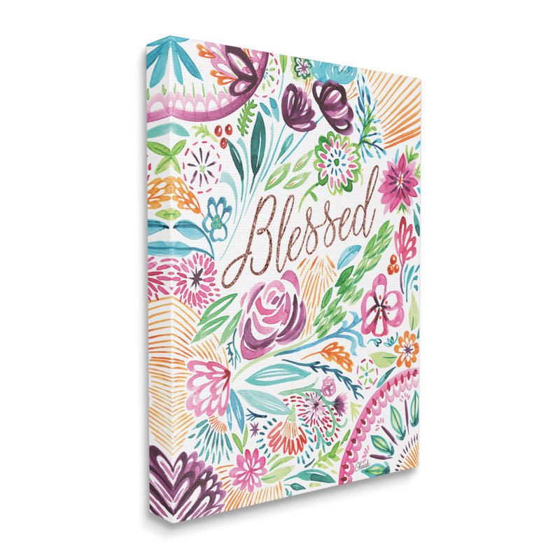 «Blessed Whimsical Flower Shapes» par Sally Swatland - impression, H 40 po x l 30 po x P 1,5 po, Toile tendue