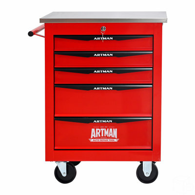 5 Drawers Multifunctional Tool Cart With Wheels,Metal Rolling Tool Cart Storage For Garage Workshop Warehouse Repair Shop--With Stainless Steel Roof