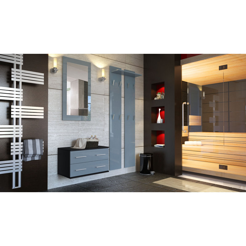 Janney Hall Tree, Glossy Grey/Matt Black