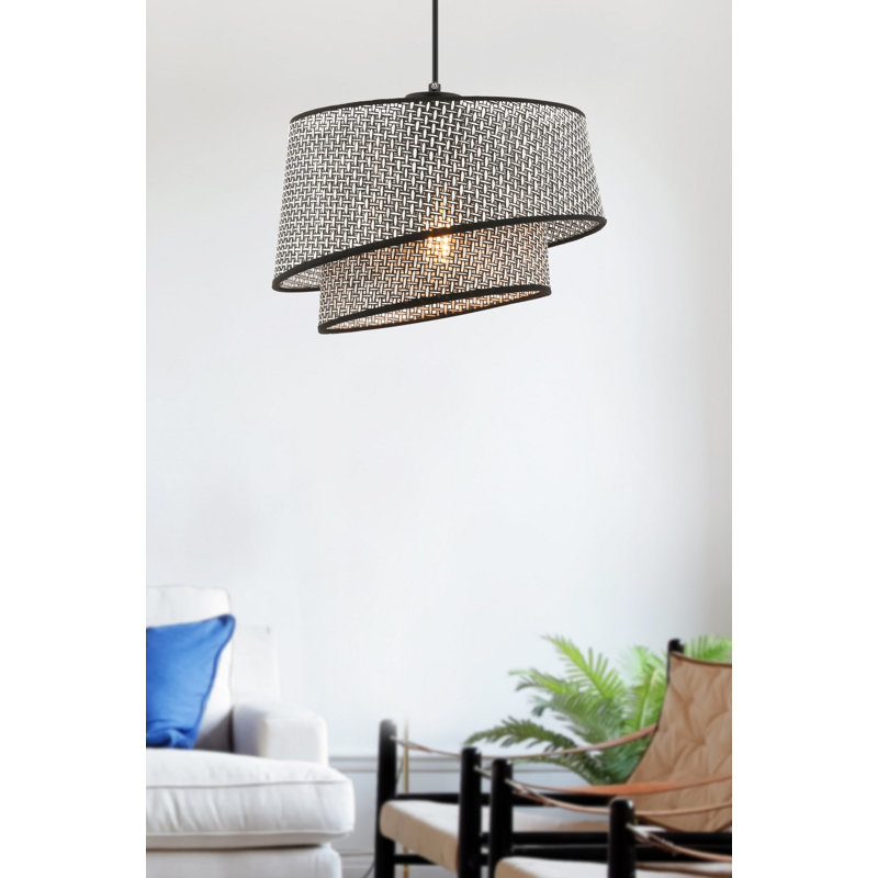 Élégant lustre en métal avec capuchon en tissu, 25,6 po x 25,6 po x 7,9 po | Certifié CE, douille E27 (60 W maximum) | Parfait pour la salle à manger, le salon et le vestibule | Luminaire élégant pour décoration intérieure moderne
