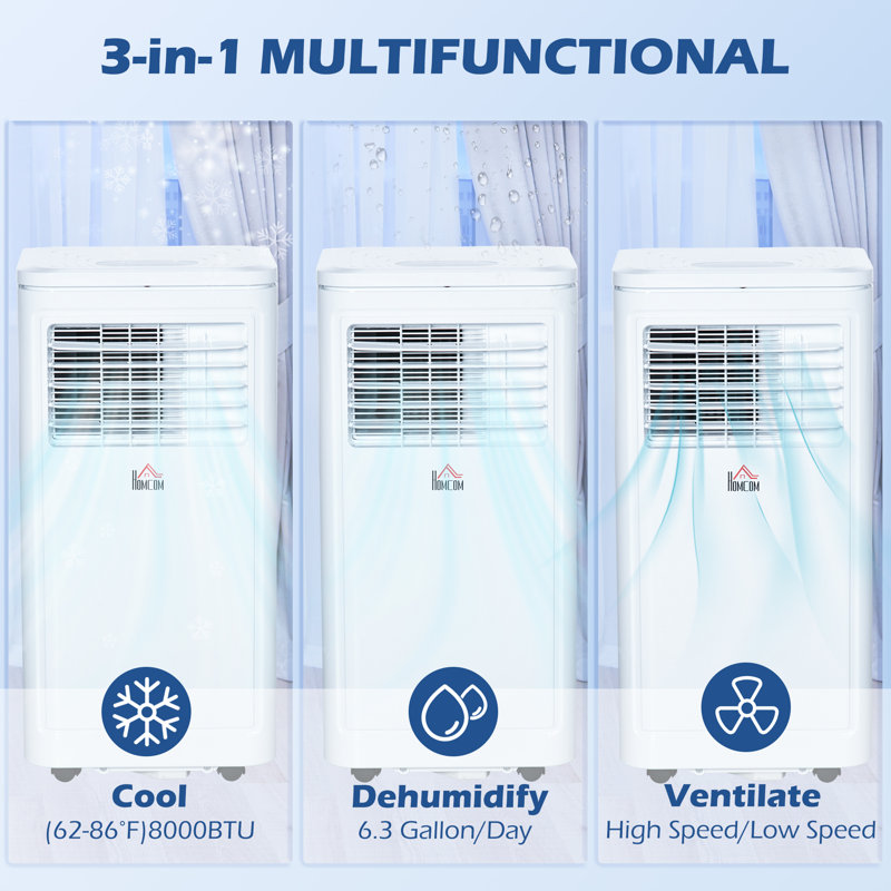 HomCom 8000 BTU Portable Air Conditioner for 344 Square Feet with Remote Included