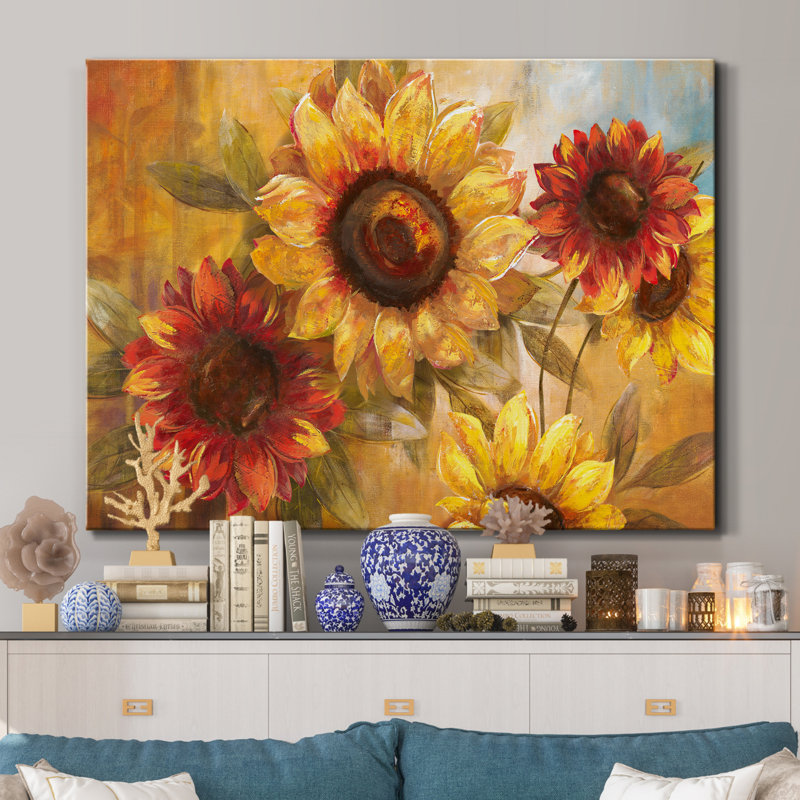 Tournesol Cheer - peinture sur toile tendue, H 40 po x l 30 po x P 1 po