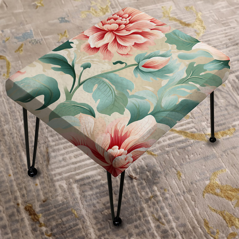 Enchanted Floristry Green Damask Panorama - Damask Rectangle Ottoman