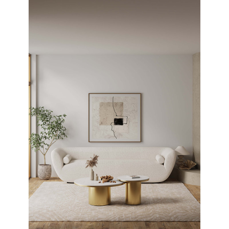 Glenn 2-Piece Modern Glam Stainless Steel Living Room Table Set with Sintered Stone Top Coffee Table and End Table in Gold