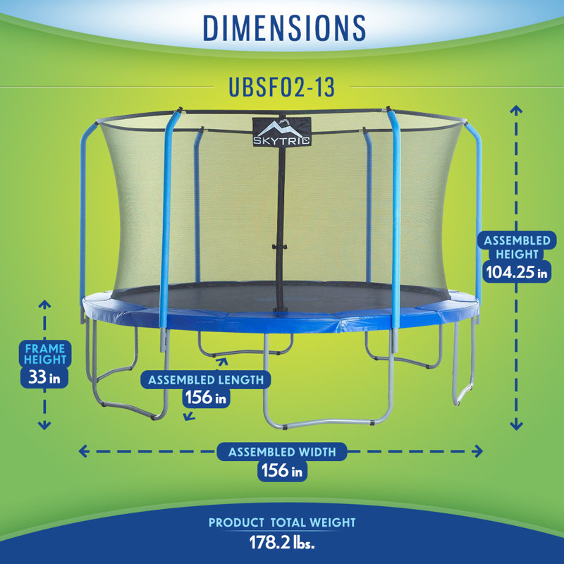 Ensemble de trampoline rond 13 pi avec cadre flexible haut de gamme Machrus Skytric
