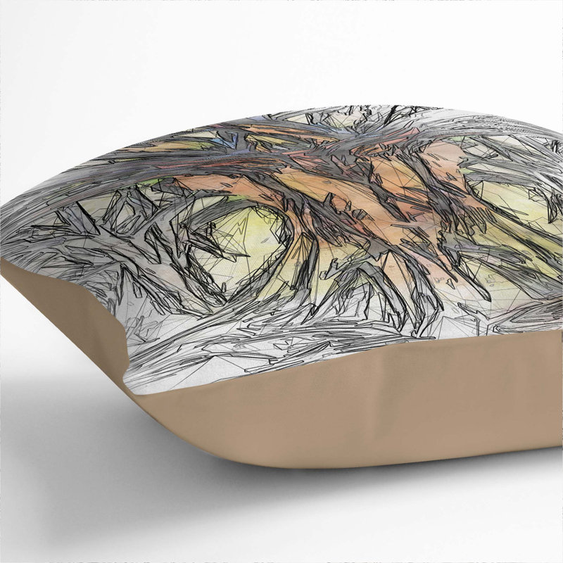 Abstract Square Throw Cushion, 55cm H x 55cm W x 20cm D, Stone