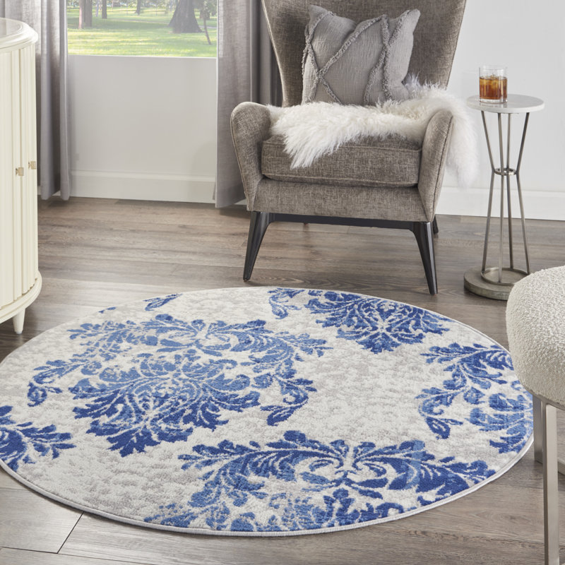 Godliman Floral Indoor Rug, Round 5'