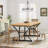71" Rectangular Farmhouse Dining Table for 6 with X-Trestle Metal Base, Natural & Black-13767186-13767187