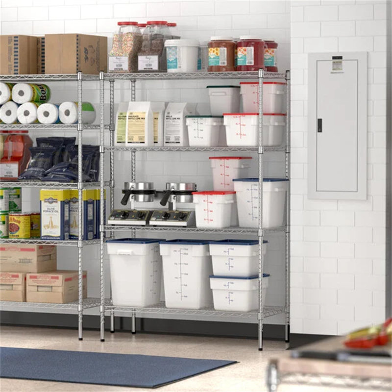 Reggan Metal Shelving Unit, 74" H x 24" W x 18" D, Chrome