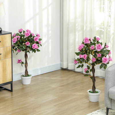 90cm Faux Rose Tree Plant in Pot
