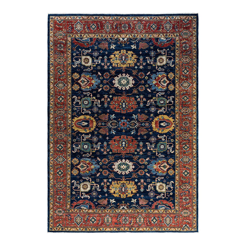 Tapis unique bleu / noir / rouge 6 pi 1 po x 8 pi 10 po Demontra