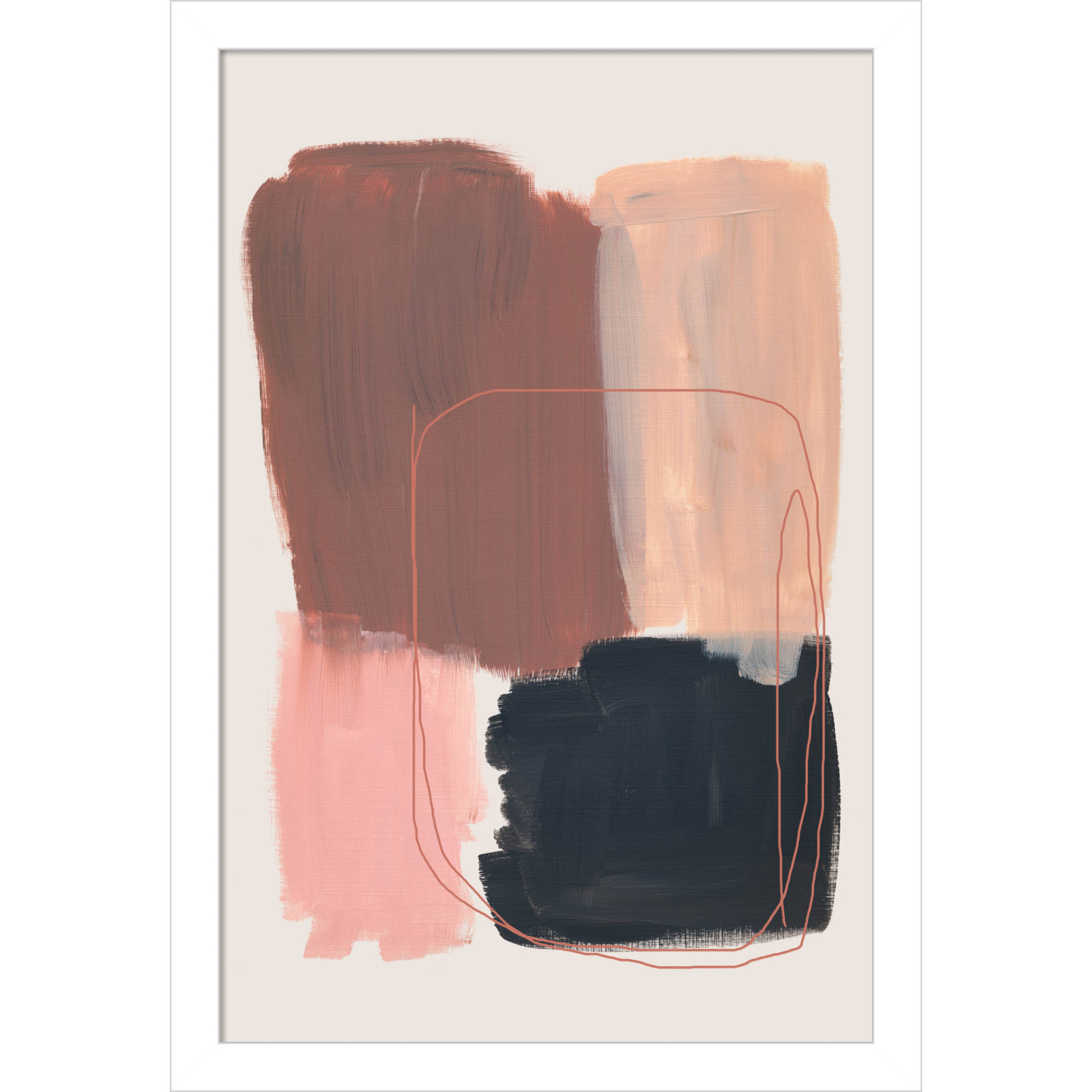 Abstract Brush Strokes 120 by Mareike Bohmer Wood Framed Wall Art Print, 17" H x 12" W, White