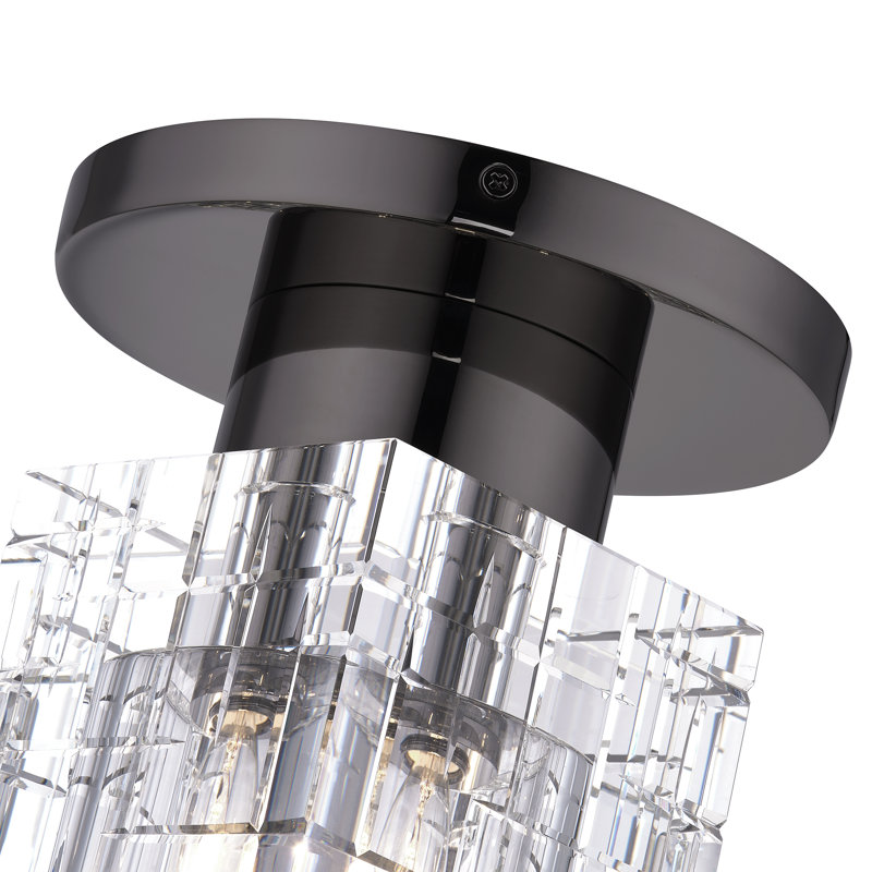 Crystal Semi Flush Mount, Black Chrome
