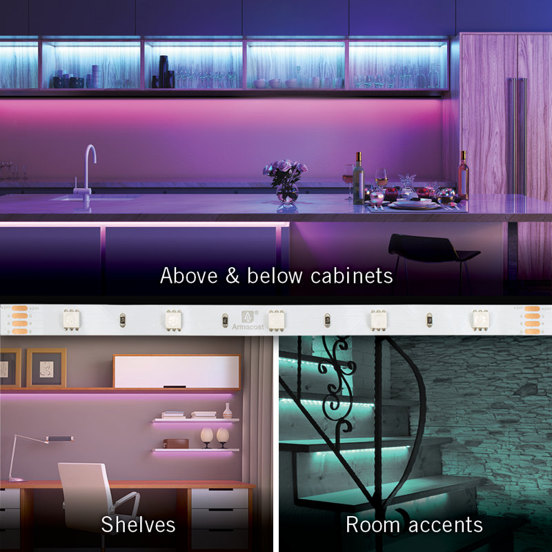 RibbonFlex Home, 24V, RVB, 30 LED / M, IP20, bande de lumière sous l'armoire 5M