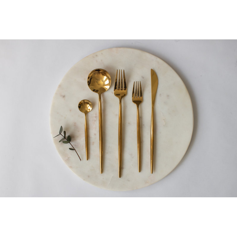 GENOA Mirror Gold Stainless Steel Flatware (Service for 4)