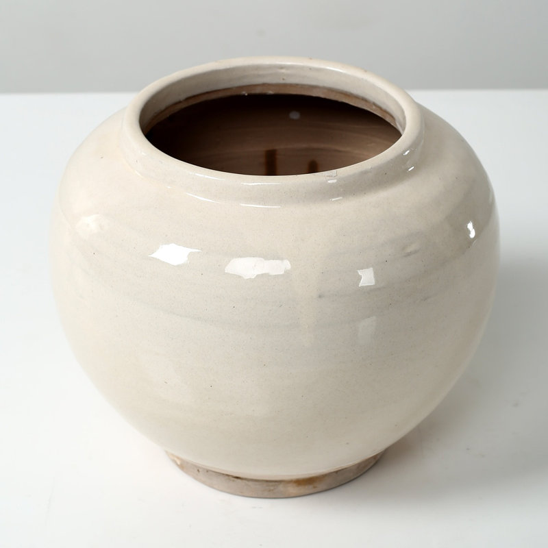 Approx. 8 Inches Off White Ceramic Round Jar