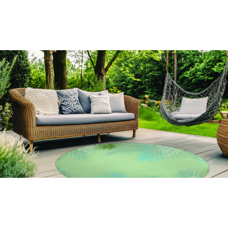 Tapis extérieur Waving Palm, Rond 5 pi