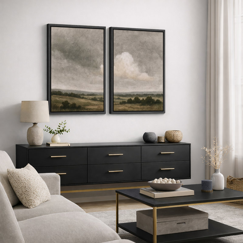 Moody Prairie, Cadre flottant noir, H 36 po x l 48 po