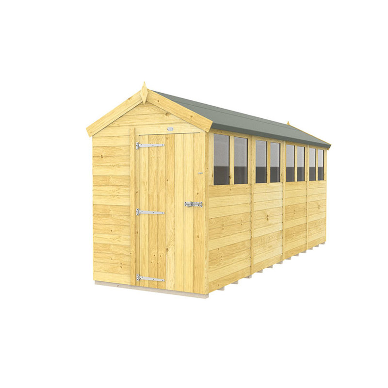 5ft x 16ft Apex Shed - Single Door with Windows