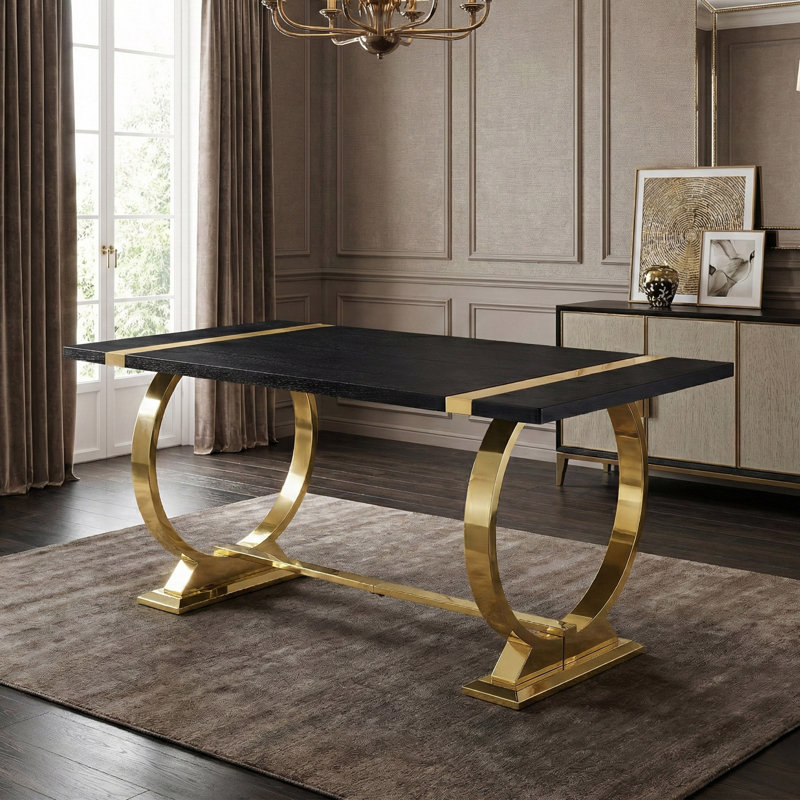 Table de salle à manger Gennep, 30.5" H x 80" W x 39" D, Gold