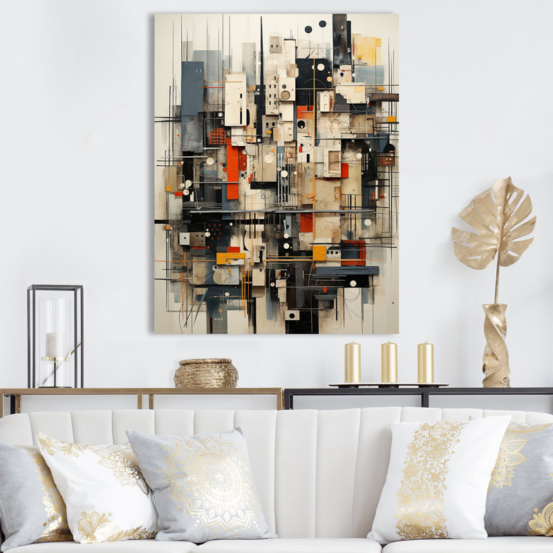 «Abstract Cityscape Harlem Renaissance I - City Buildings», reproduction d'art sur toile encadrée, H 20 po x l 12 po x P 1 po