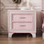 Table de chevet Mid-Century rétro - 2 tiroirs, revêtement en velours rose, pieds en métal