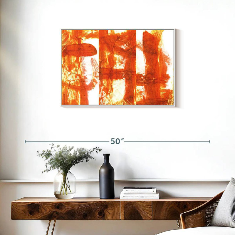 Orange noisette, Cadre flottant blanc, 31 po x 21 po