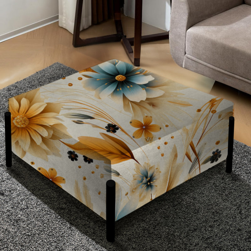 Earthy Elegance Boho Pattern - Floral Large Square Ottoman