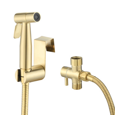Handheld Cloth Diaper & Bathroom Bidet - Brushed Gold Metal, Hygienic Spray Equipment, Adjustable , Rust- Finish Metal Toilet Hygiene , Power, Corrosion Properties