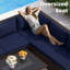 Ensemble de canapé modulaire d'extérieur en osier avec repose-pieds, ensemble de conversation à assise profonde avec coussins-700356098-700356101-725618598