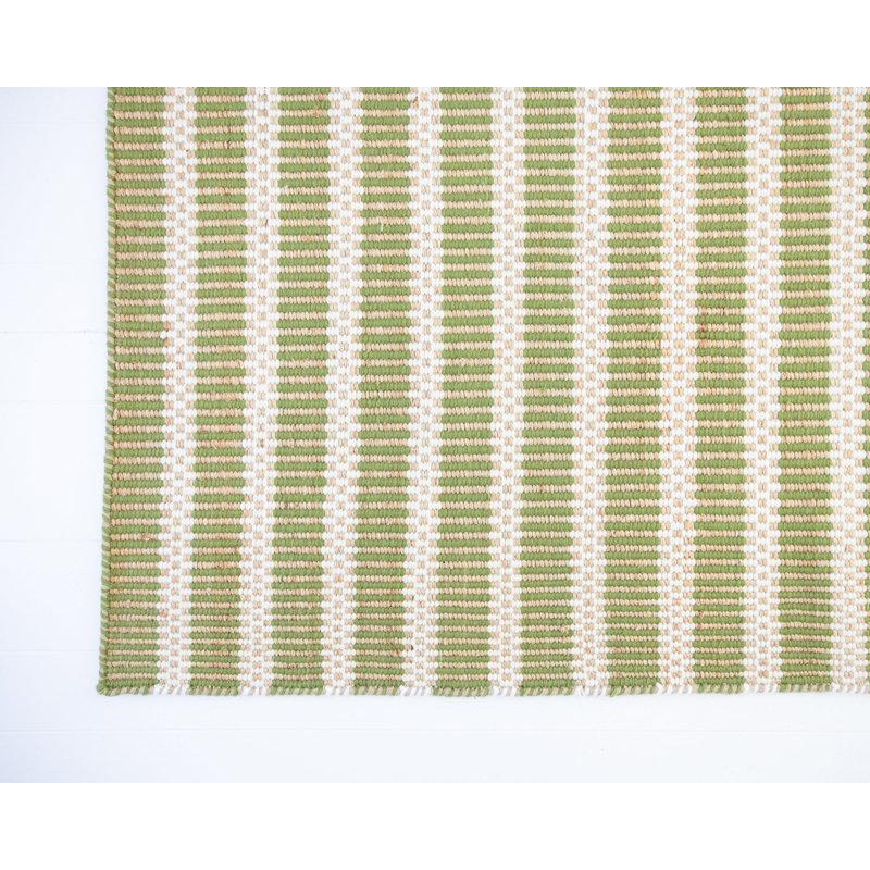 Jute & Wool Striped Rug, 12' x 12', Pea Green