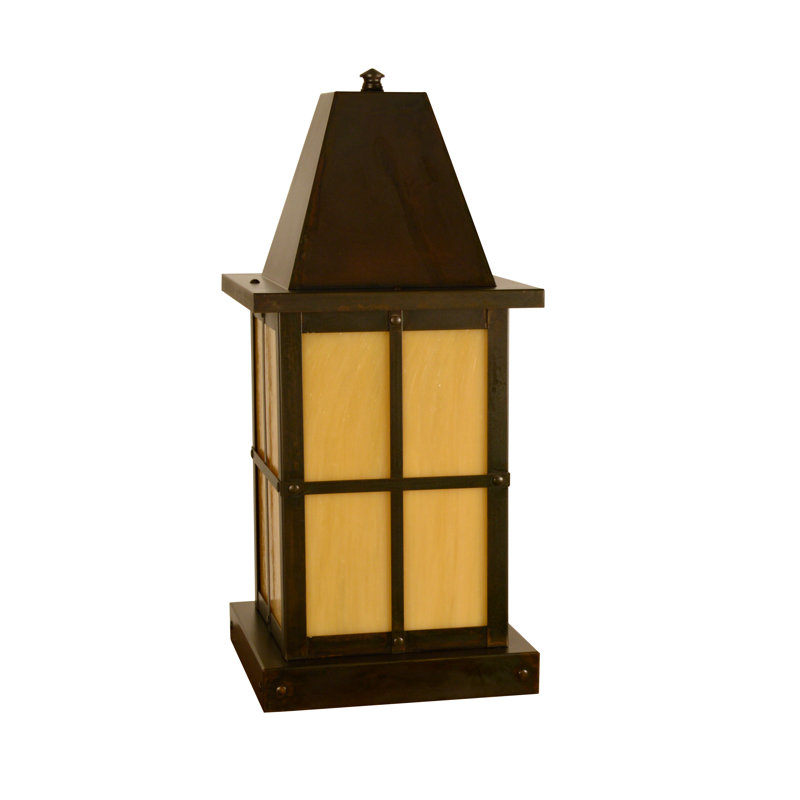 Hartford 1 - Light Pier Mount Light, 20.5" H x 8" W x 8" D, Verdigris Patina, Almond Mica