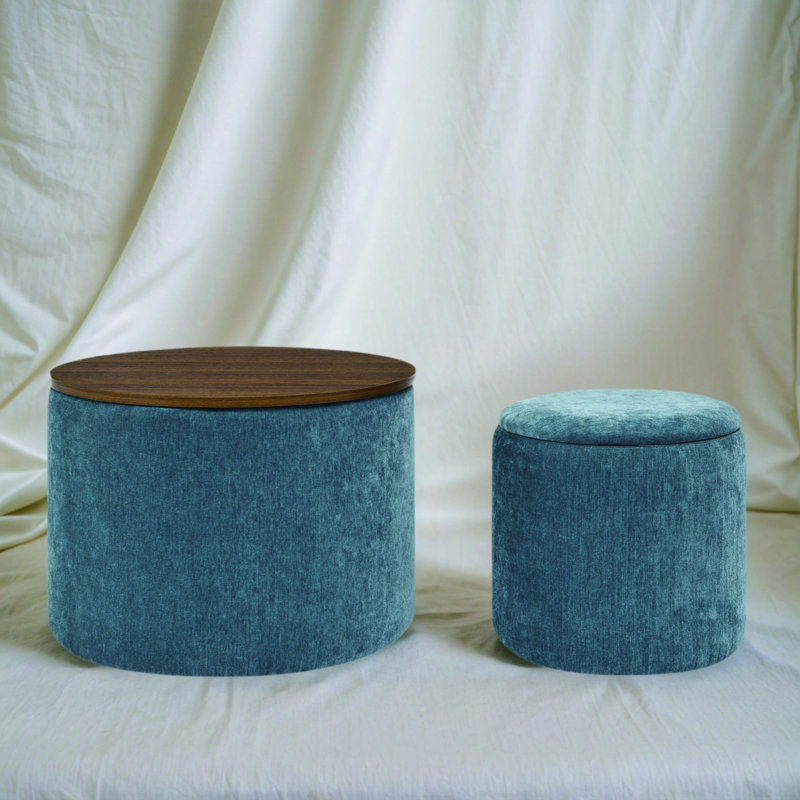 Repose-pieds 2-en-1 en chenille avec tabouret de rangement dissimulé, panneau durable, table basse multifonctionnelle