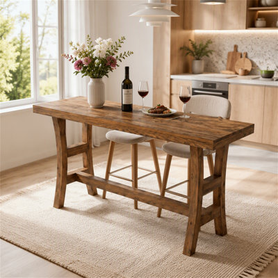 Table de bar 63 po, table de pub en bois massif à hauteur de comptoir pour bistro de cuisine (sans chaise)
