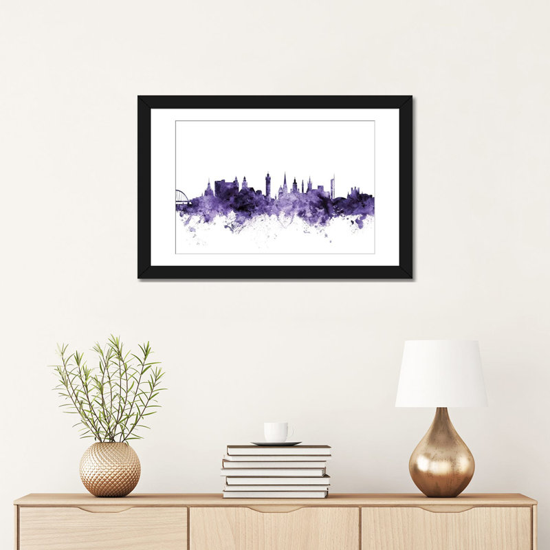 «Glasgow, Écosse» par Michael Tompsett, impression sur toile tendue, H 16 po x l 24 po x P 1 po, Papier d'art encadré noir