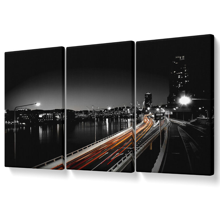 Ebern Designs Light Traces - 3 Piece Wrapped Canvas Graphic Art ...