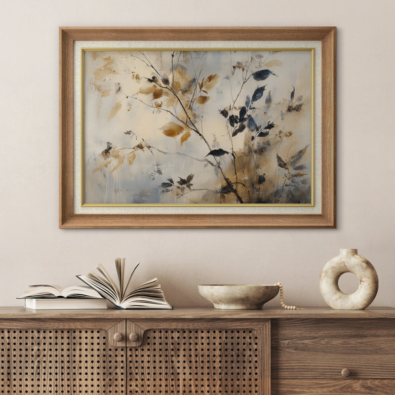 «Neutral Tones Abstract Botanical Branches», reproduction d'art encadrée sur papier, H 26 po x l 36 po x P 1,5 po