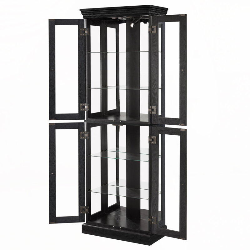 Vitrine lumineuse en bois / verre H 71 po, Noir