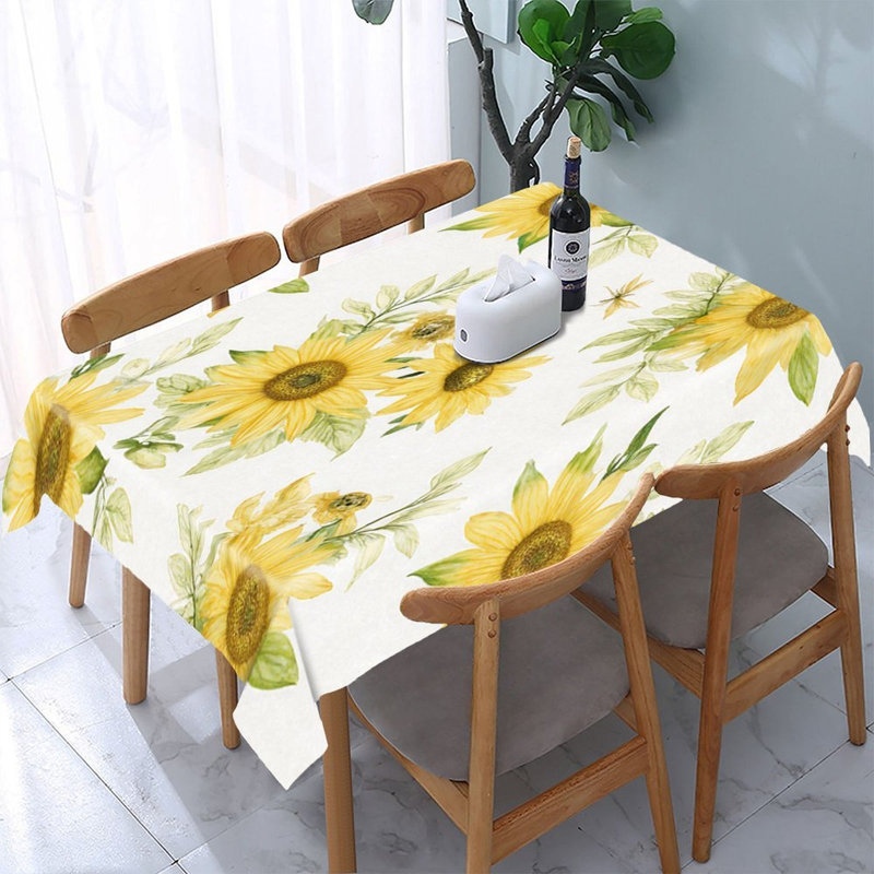 Nappe en forme de tournesol aquarelle pour salle à manger, rectangulaire, L 60 x l 86