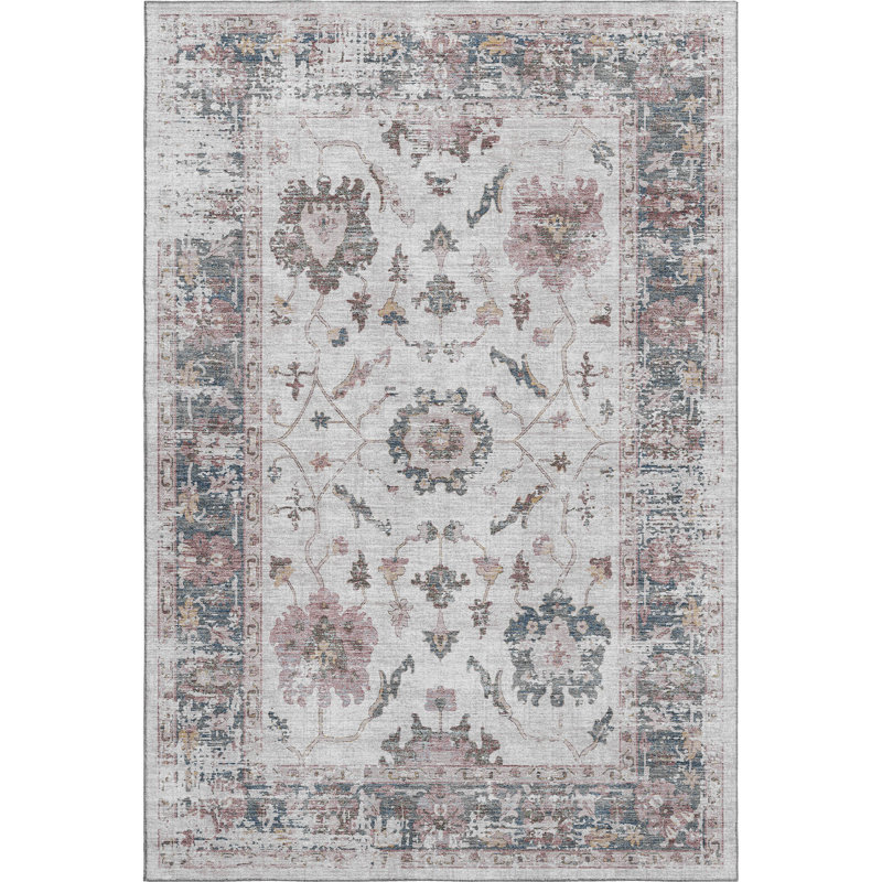 Premium Machine Washable Pirtle Border Rug, Rectangle 10' x 14'