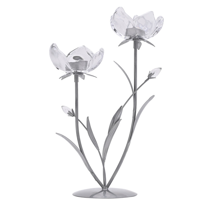 36Cm Glass Metal Tabletop Votive Holder