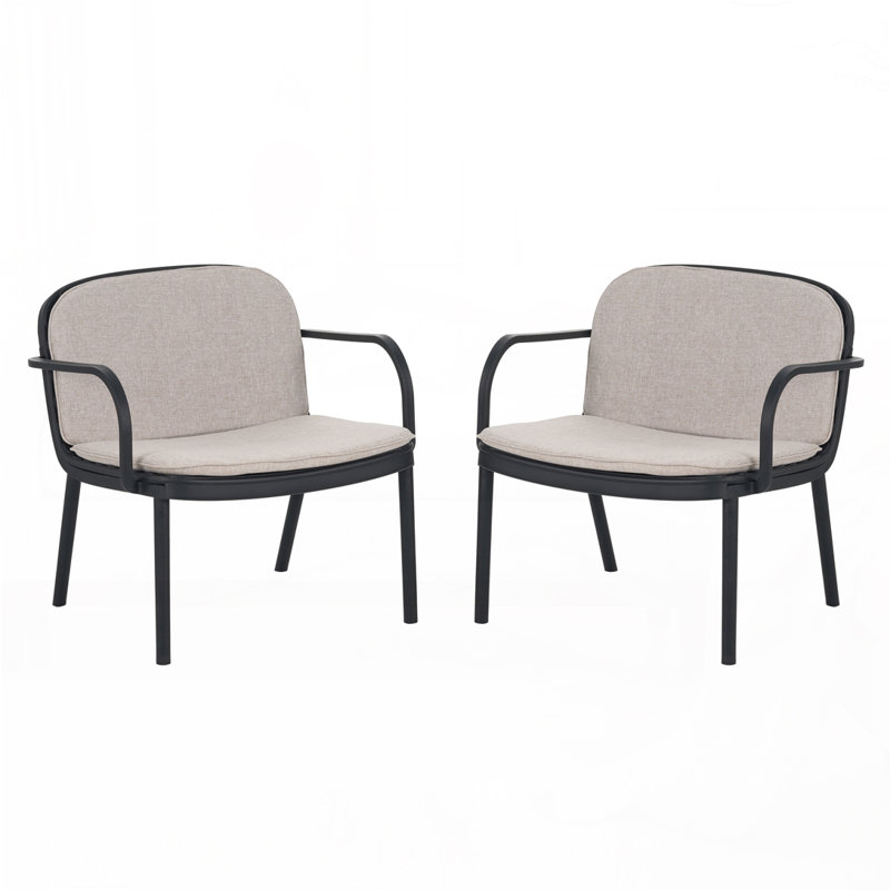 Outdoor PP Club Chair, Beige Cushion/Black Frame