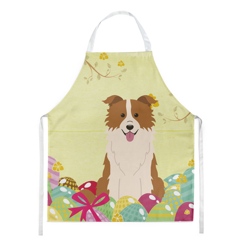Tablier œufs de pâques, Jaune / brun clair / blanc, Border collie